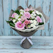 Букет цветов из:  Герберы, Альстромерии и Хризантемы в Лимане Ставропольского края