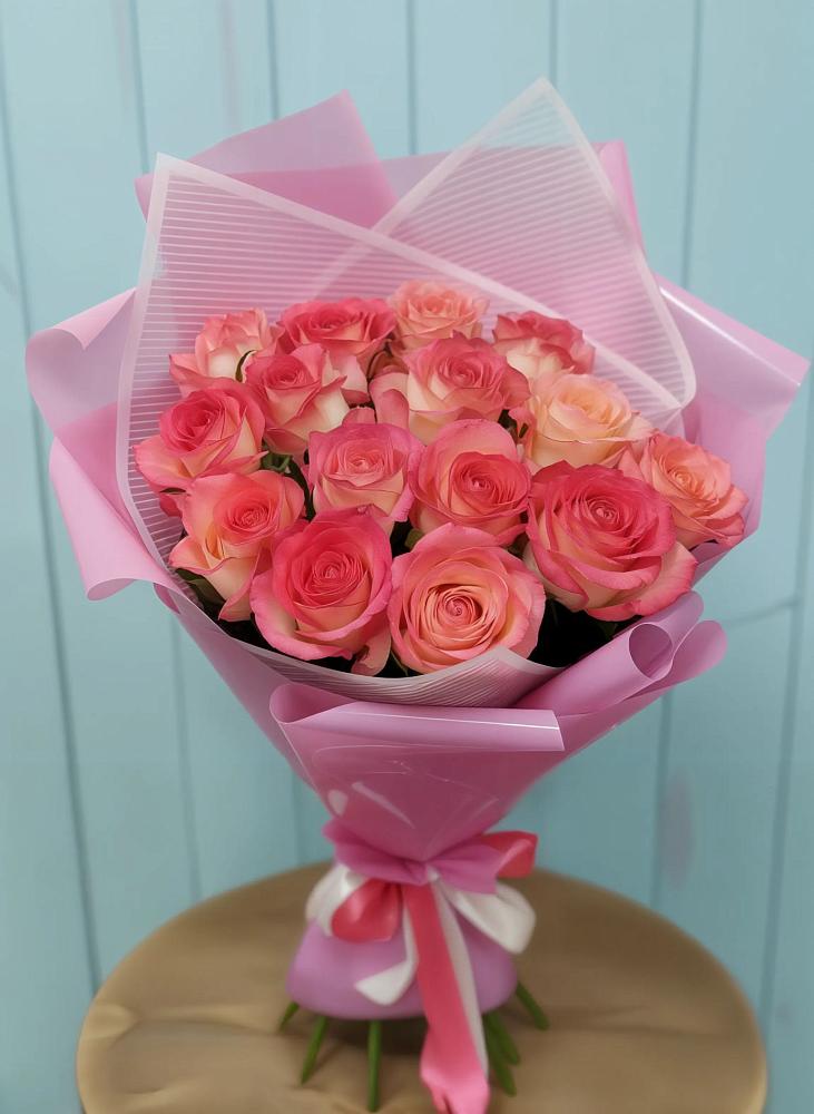 Букет 15 Розовых роз Равель в Лимане Ставропольского края