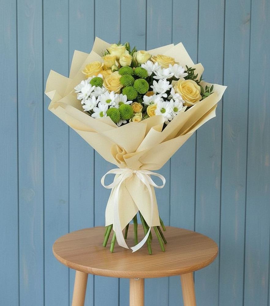 Букет цветов из: Хризантемы и Розы в Лимане Ставропольского края