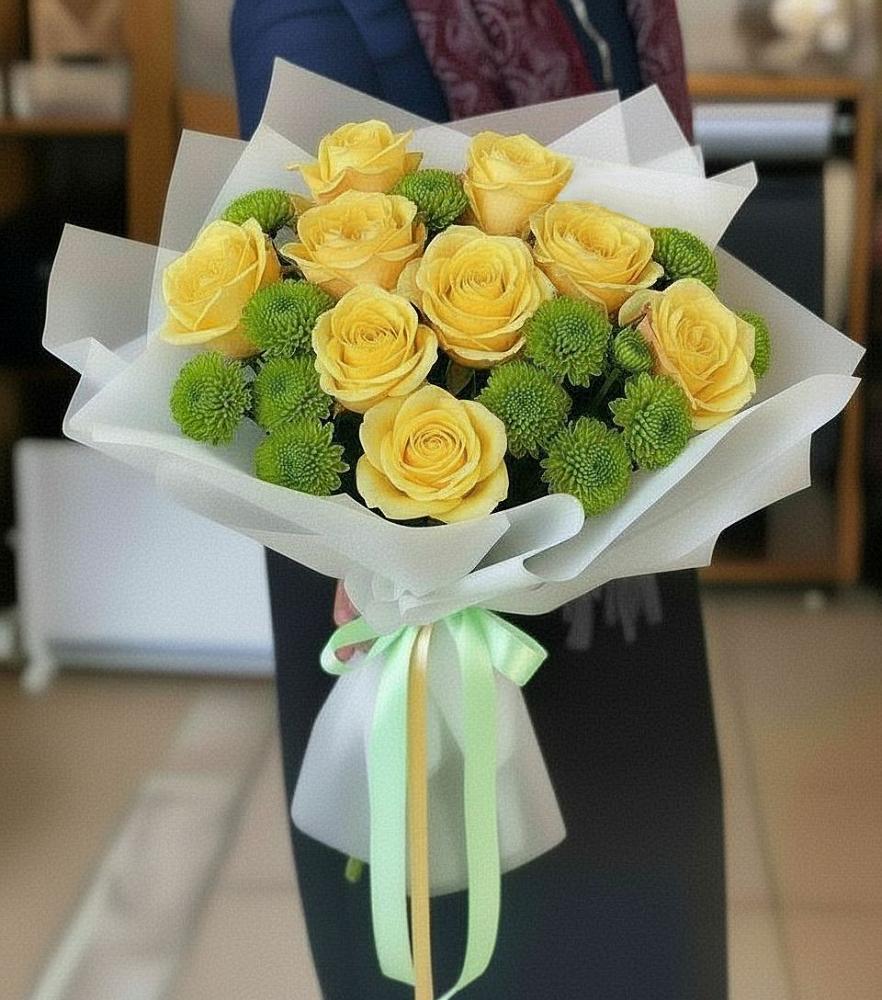 Букет цветов из: Хризантемы и Розы в Лимане Ставропольского края