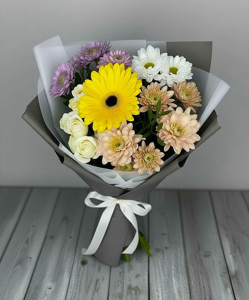 Букет цветов из: Розы, Герберы и Хризантемы в Лимане Ставропольского края