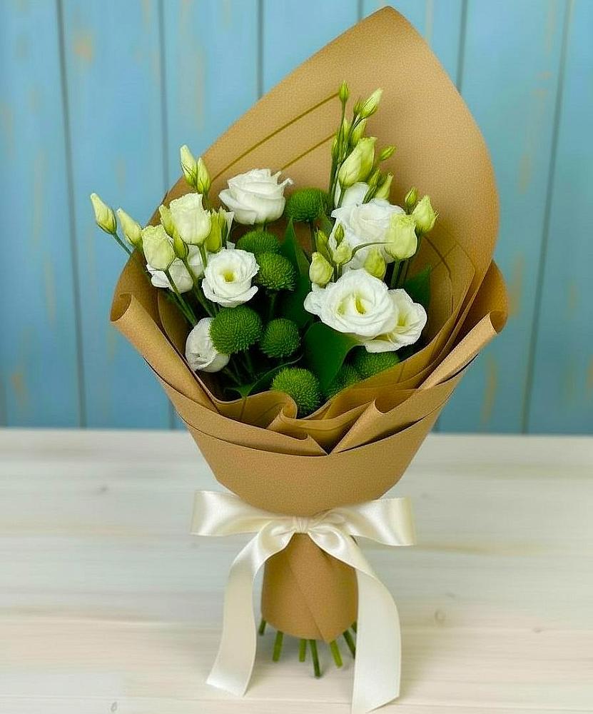 Букет цветов из: Хризантемы и Лизиантусы в Лимане Ставропольского края