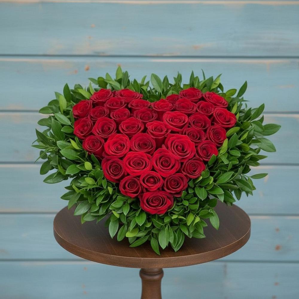 Цветочная композиция из Розы в виде сердца в Лимане Ставропольского края