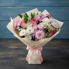 Букет цветов из:  Хризантемы, Альстромерии и Розы #REPLACE_PRED# Лимане Ставропольского края