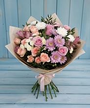 Букет цветов из:  Хризантемы, Розы и Альстромерии в Лимане Ставропольского края