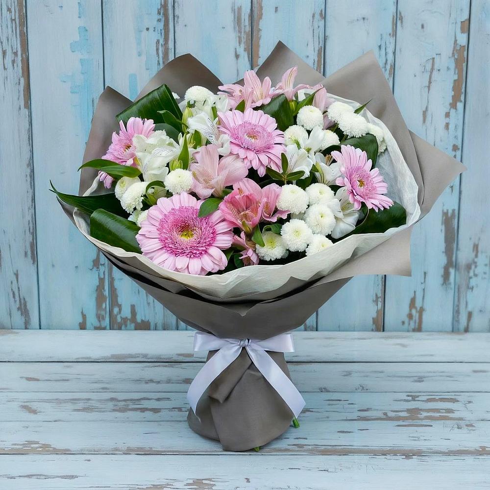 Букет цветов из: Герберы, Альстромерии и Хризантемы в Лимане Ставропольского края