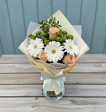 Букет цветов из:  Герберы, Розы и Хризантемы в Лимане Ставропольского края