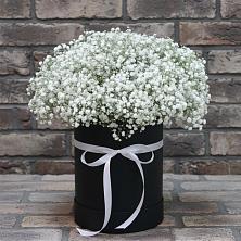 Цветочная композиция из Гипсофила в шляпной коробке в Лимане Ставропольского края