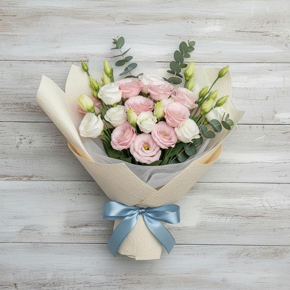 Букет цветов из: Лизиантусы в Лимане Ставропольского края